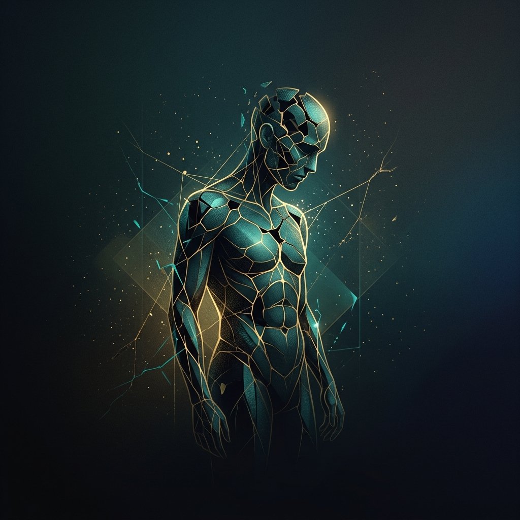 تمثيل بصري للإرهاق الاجتماعي يظهر شخصاً محاطاً بضغوط التوقعات والمجتمع الحديث بألوان داكنة تعبر عن الاغتراب.
